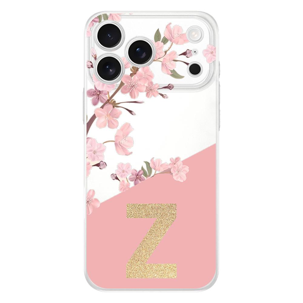 Золотая Буква Цветок Мягкий Прозрачный ТПУ Чехол для Телефона Для iPhone 17 Air 16E 16 11 15 14 Pro MAX 12 13 7 8 Plus SE Пасхальный Чехол