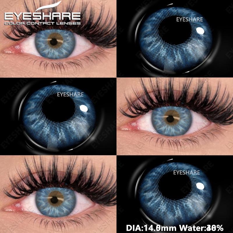 Eyeshare 1 пара модных цветных контактных линз для глаз с черными зрачками, сине-зеленые, косметика на год