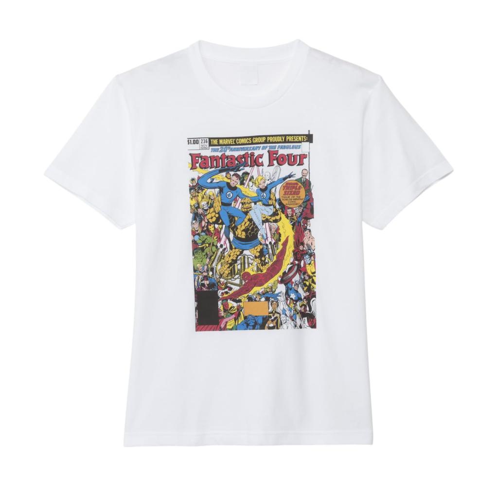 Small Planet Marvel Fantastic Four Comic Cover Short Sleeve Size M T-Shirt, White,