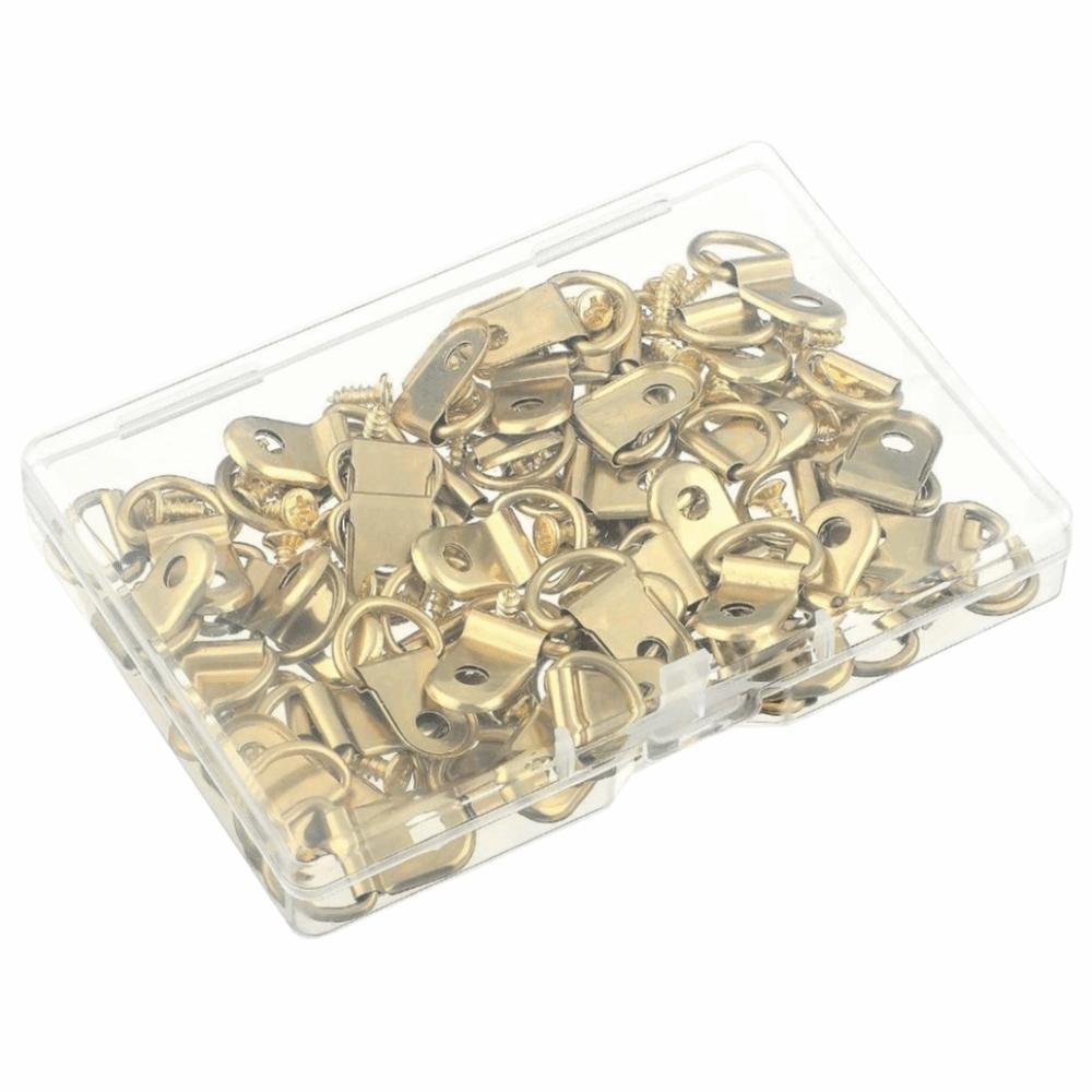 50pcs Hangers Picture Frame Hangers 50pcs Screws with Screw Hook Wall Triangle D-Ring D-type Design Multi-functional