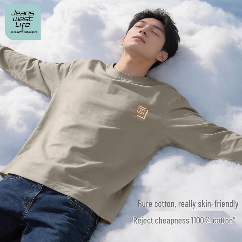 JEANSWEST LIFE Мужская хлопковая футболка с длинным рукавом в американском стиле