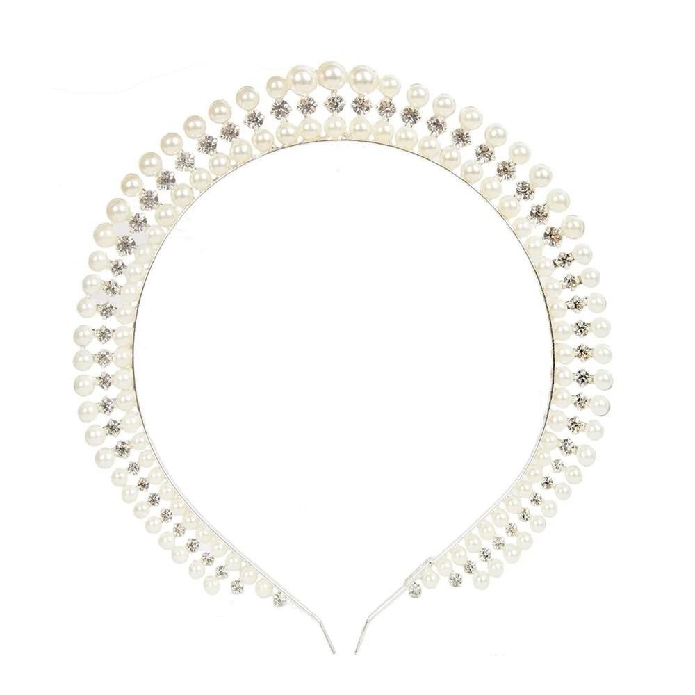Exquisite Pearl Headwear Elegant European Hairband Queen Style Princess Crown Headband Wedding