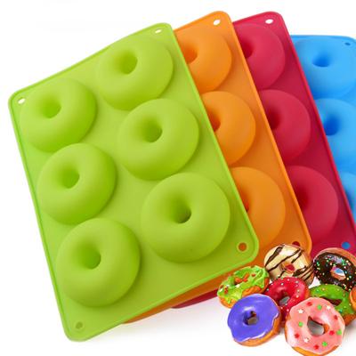 Модная силиконовая форма для пончиков на 6 ячеек, антипригарный инструмент для приготовления, для выпечки, 1 шт., термостойкая, многоразовая форма KTY