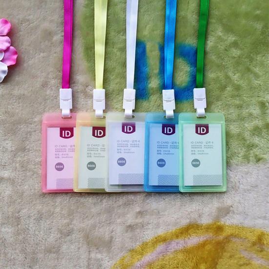 Твердый пластиковый карманный держатель для удостоверения личности, кредитной карточки, бейджа, именной бирки, ремешок на шею