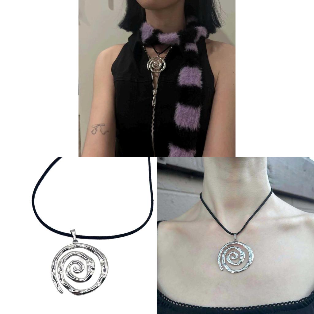 Titanium Steel Spiral Pendant Necklace For Women With Geometric Design And Boho Style Fall Jewelry
