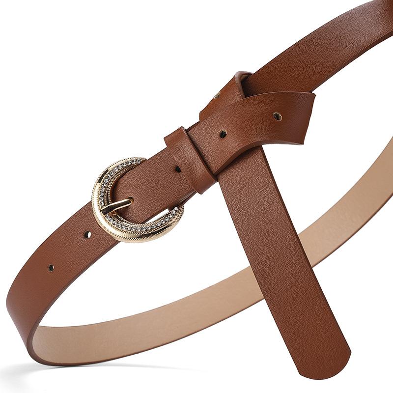 Женский элегантный простой декоративный ремень с пряжкой из сплава, инкрустированной стразами, высококачественный женский ремень Tide