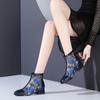 Low Heel Wrapped Toe Sandals Female Thick Heel Mesh Flat Bottom Mesh Boots Embroidered Ethnic Sandals Spring and Summer
