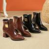Модные новые ботильоны на платформе для женщин Осень Зима Дизайнерские женские туфли на мягкой подошве Модные ботинки из кожи на острие в британском стиле Женские