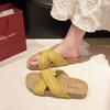 Модные летние женские шлепанцы на платформе с открытым носком, уличные, с перекрестными ремешками, плоская подошва, слайды, женская повседневная пляжная обувь для отпуска