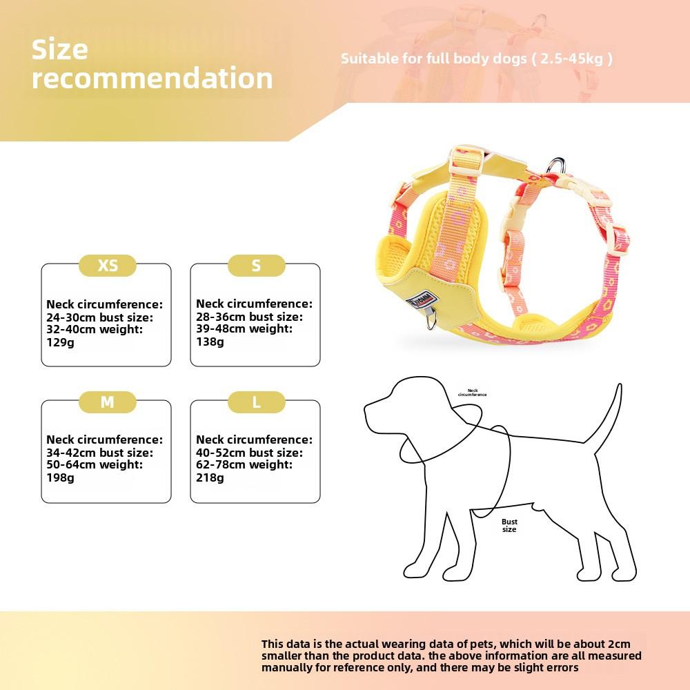 Dopamine Dog Harness Small & Medium Outdoor Dog Harness Gradient Print Pet Leash Set Comfortable and breathable