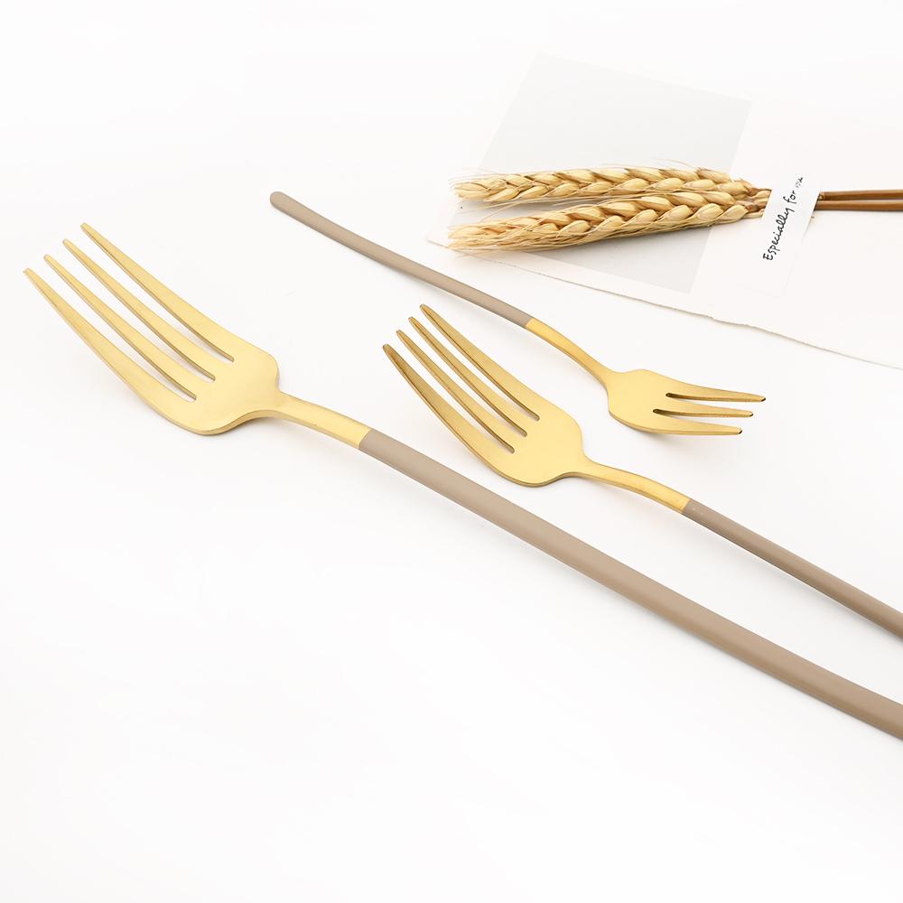 Набор столовых приборов из коричневого золота, столовое серебро, высококачественные столовые приборы, вилки, ножи, набор ложек для кухонного набора столовой посуды