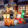 Inflatable Santa Claus with Sleigh and Inflatable Christmas Reindeer with LED Lights for Outdoor and Indoor Use 216x90x150 cm