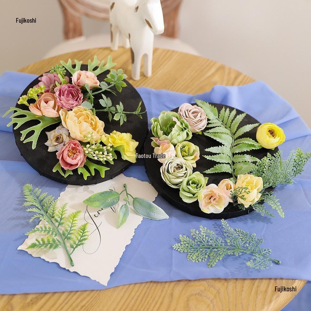 Green Plant Leaf Wedding Wrist Corsage & Hat Decoration