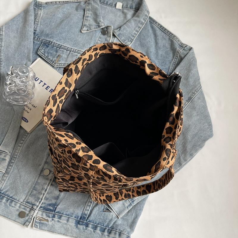 Большая вместительная женская сумка через плечо, легкая женская сумка с леопардовым принтом