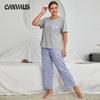 Женские пижамы больших размеров, весенне-осенние брюки с короткими рукавами, женский костюм для домашней одежды