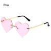 Cosplay Costume Rimless Heart Sunglasses Pink Hippie Sunglasses Metal Sun Glasses Heart-Shaped