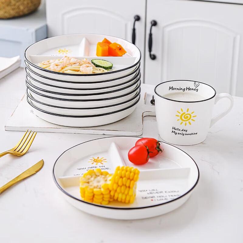 Набор керамических тарелок Huihuang с 3 отделениями для контроля порций