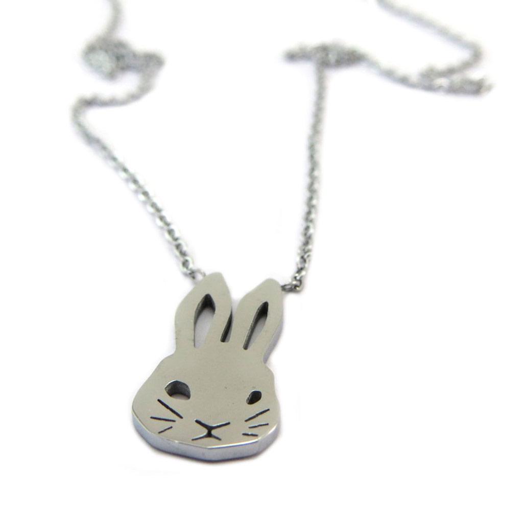 7bis [P5643] - Серебряное колье ручной работы из стали «Кролик» - 15x10 мм