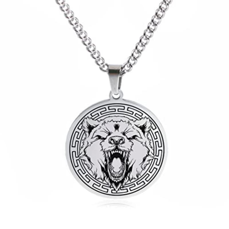 Bear Wolf Tiger Lion Elk Animal Mens Punk Pendant Necklace Stainless Steel Sweater Chains Women Choker Jewelry Gifts