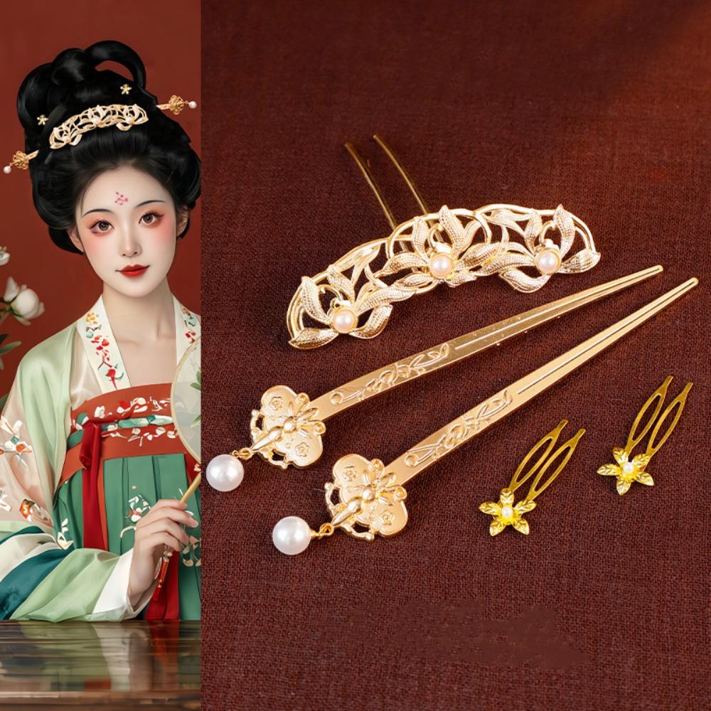 1 set Classical Ancient Hair Stick Chinese Style Hanfu Hair Accessories Flower Hair Comb  Jewelry