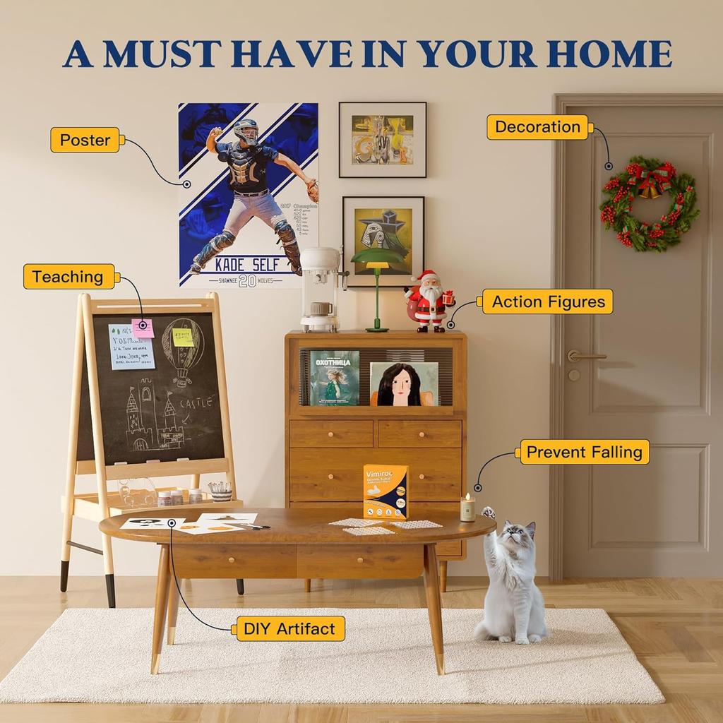 Clear Double Sided Nano Tape,Museum Adhesive Putty, Nano Sticky Tack, Strong Self Adhesive Sticky Dots Strips, Poster Mounting Putty for Wall