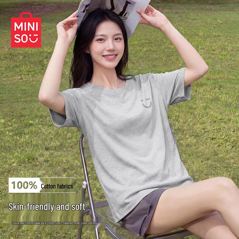 MINISO Женская хлопковая свободная футболка