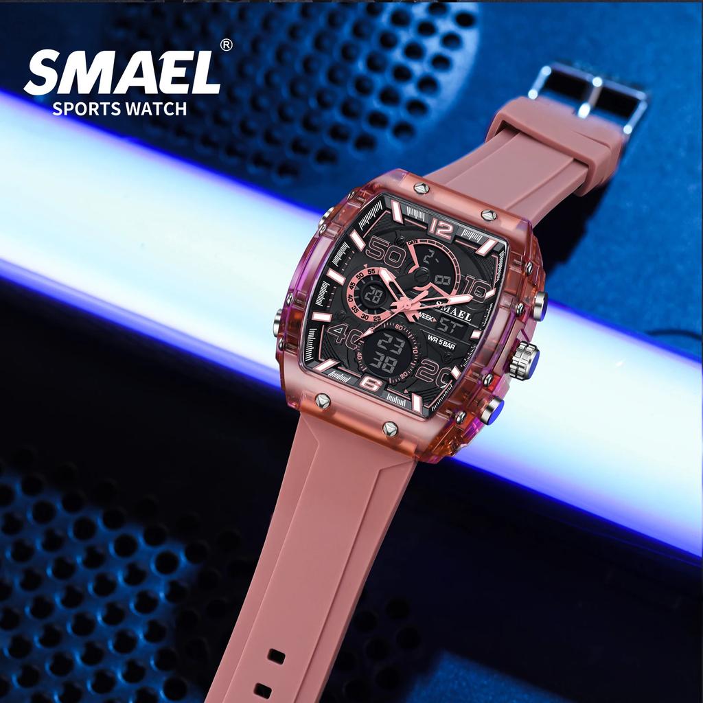 SMAEL 8109 Электронные часы Новые мужские часы Многофункциональные Спортивные 50M Водонепроницаемые Двойной дисплей Светодиодная подсветка Ночи Повседневные Студенческие