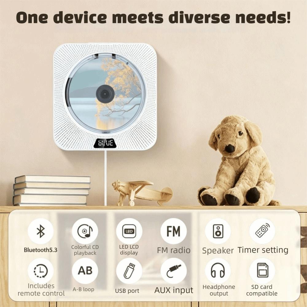 Retro CD Player Portable Portable CD Player Music CD Player Wall Mounted CD Player Bedroom Decor