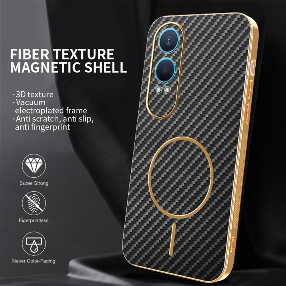 For OnePlus Nord CE4 Lite 5G Phone Case Carbon Fiber Textured Electroplated TPU Back Cover
