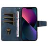 Кожаный чехол-кошелек для iPhone 14 с подставкой, тиснеными ячейками и ремешком
