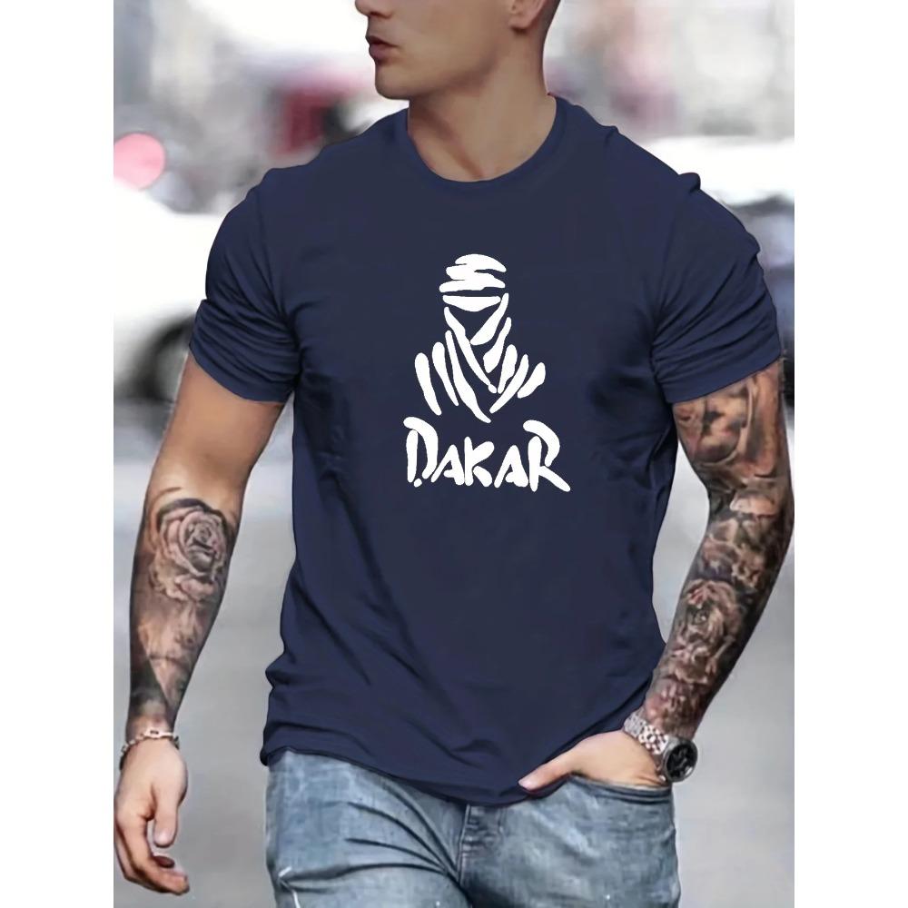 Мужская летняя 100 модная повседневная свободная большого размера футболка с принтом в стиле Дакар, с круглым вырезом и короткими рукавами