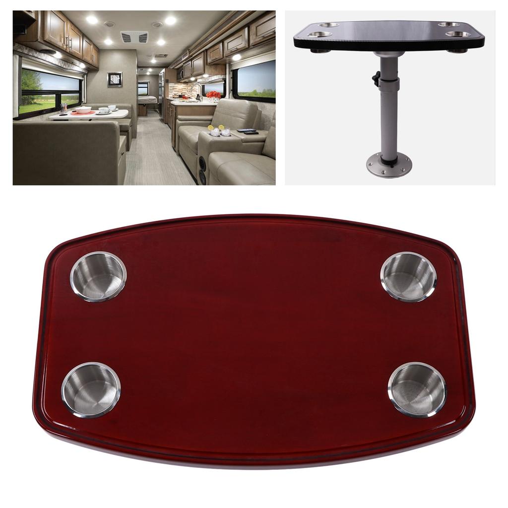 Piano Varnished Oak RV Table Top 600x380x30mm with 4 Cup Holders for Yacht Caravan Camper