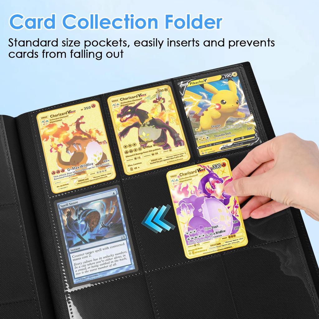 1Pc Card Binder 9-Grids 360 Trading Card Holder Book PP Cover Binder For Cards Durable Side Loading Card Book With Gaming Cards