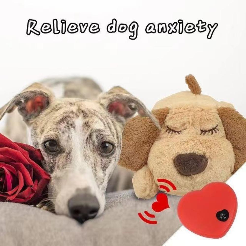 Sleep Aid Dog Heartbeat Toy Behavioral Training Stuffed Animal Lying Dog Fidget Toy Soft Anxiety Relief Puppy Plush Doll