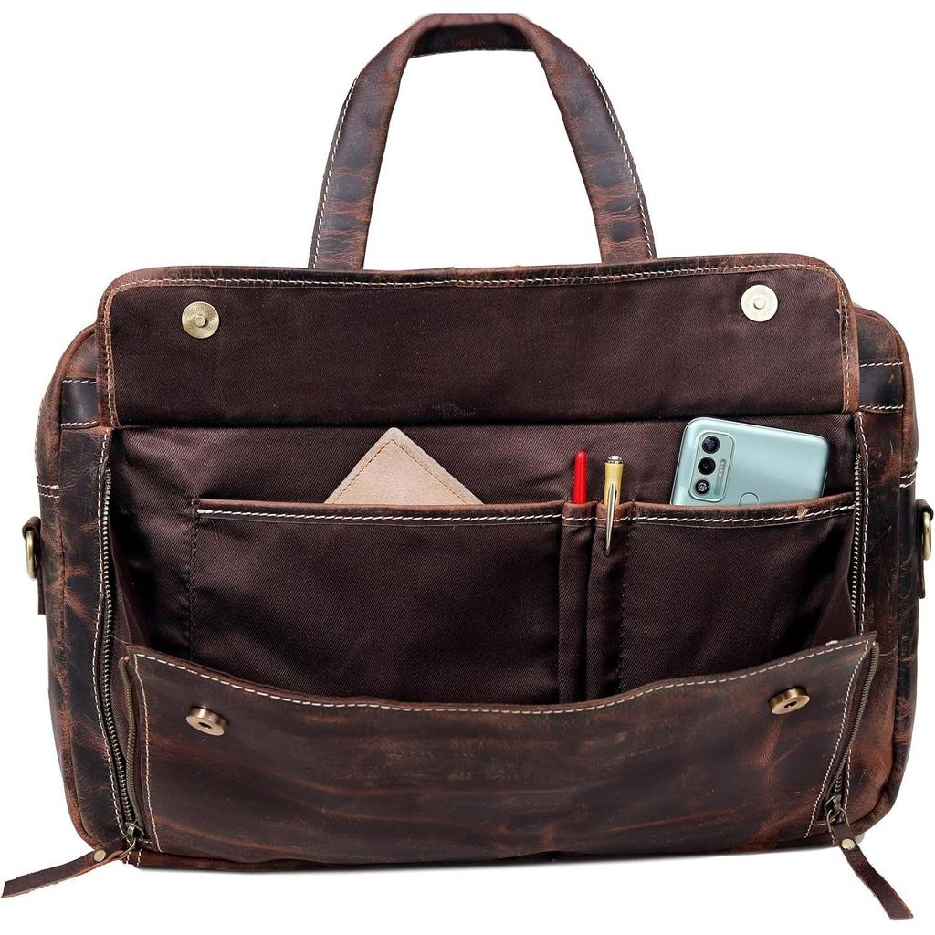 Leather Briefcase for Men, Top Choice Gifts, Handcrafted Laptop Bag