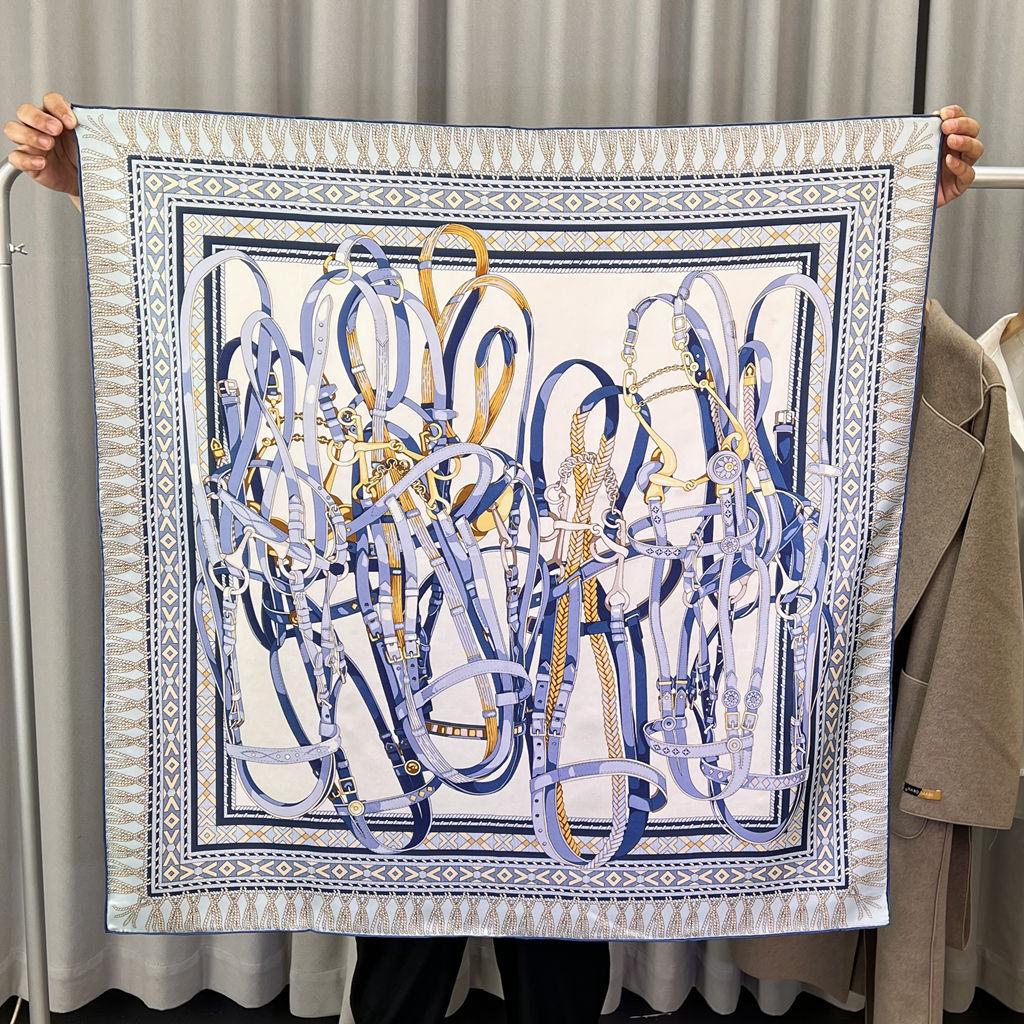 Шелковый твиловый шарф Silk Road в черно-белом французском стиле для весны/лета