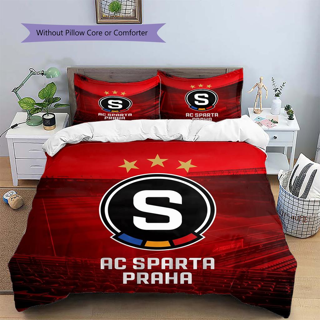 Sparta Prague football logo Pattern Bedding Home Decoration Birthday Gift (1 * duvet cover + 2 * pillowcase, without core)