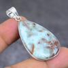 Larimar Gemstone Handmade 925 Sterling Silver Jewelry Pendant 1.97" P0a92