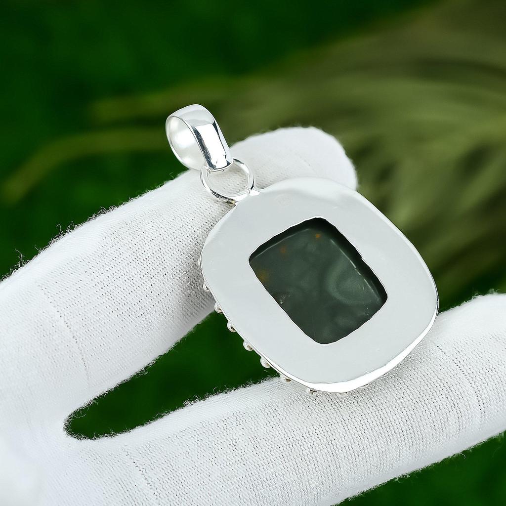 Подарок на годовщину для нее Подвеска из натурального полихромного яшмового драгоценного камня Серебро 925 пробы