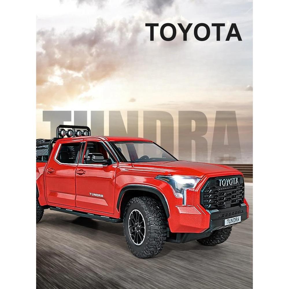 1/24 TOYOTA Tundra TRD Пикап Внедорожный литой сплав Миниатюрная игрушечная модель автомобиля с инерционным механизмом, звуком и светом, коллекция подарков для мальчика
