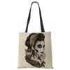 Женская сумка-тоут из льна с принтом скелета, повседневная дорожная пляжная подарочная сумка CLE