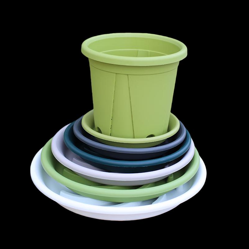 Утолщенный пластиковый круглый цветочный горшок с поддоном