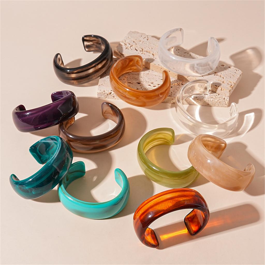 Акриловый широкий геометрический браслет, преувеличенный браслет, эффектные аксессуары, акриловая текстура, подходит для женщин, подарок