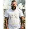 Men'S Black T-Shirt With Viking Warrior And Hammer Graphic And German Text For Outdoor And Casual Wear, Plus Size