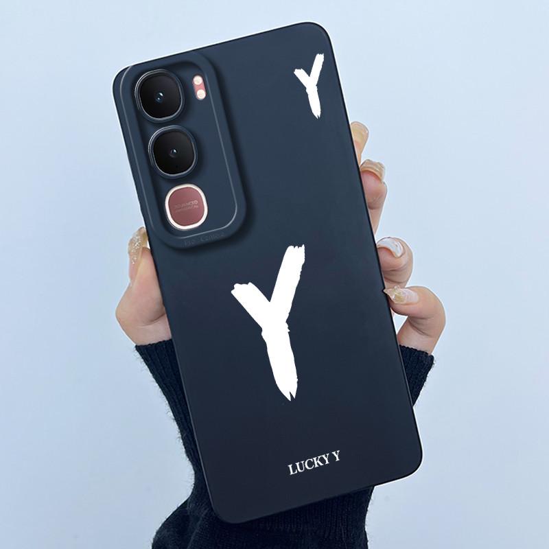 For Vivo Y21d Case Cover Lucky Initial Letter Silicone Soft Matte Phone Bumper for Vivo Y21d Y 21d VivoY21d 4G 5G 2025 Casing