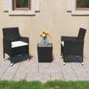 Day and Night - Day and Night Garden Table and Chairs 3 Pieces PE Rattan and Black Tempered Glass