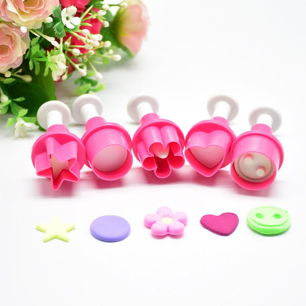 Пятиугольная форма для печенья в форме сердца, плунжерный резак, принадлежности для украшения торта, формы для помадки, пятиугольные формы для цветов сливы