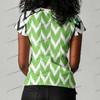 Nigeria Inspired Soccer Fan T Shirt Women Green White Eagle Pattern V Neck Short Sleeve Casual Supporter Top