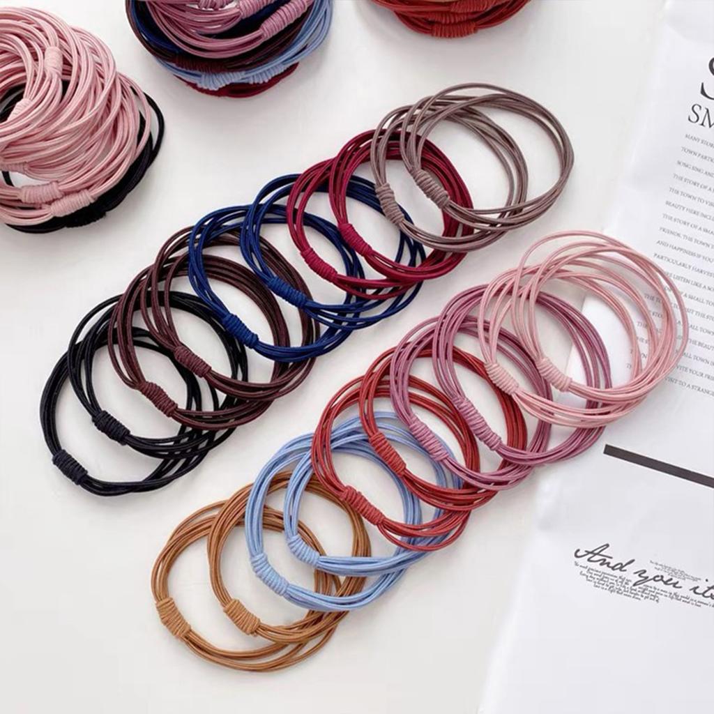 10PCS Simple Style Women's Hair Ties Solid Color Elastic Hair Bands Small Hair Ties for Female Girls Daily Wear