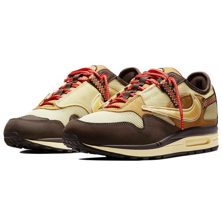 Travis Scott x Nike Air Max 1 Baroque Brown Унисекс Кроссовки Lemon-Drop Wheat Chile-Red DO9392-200